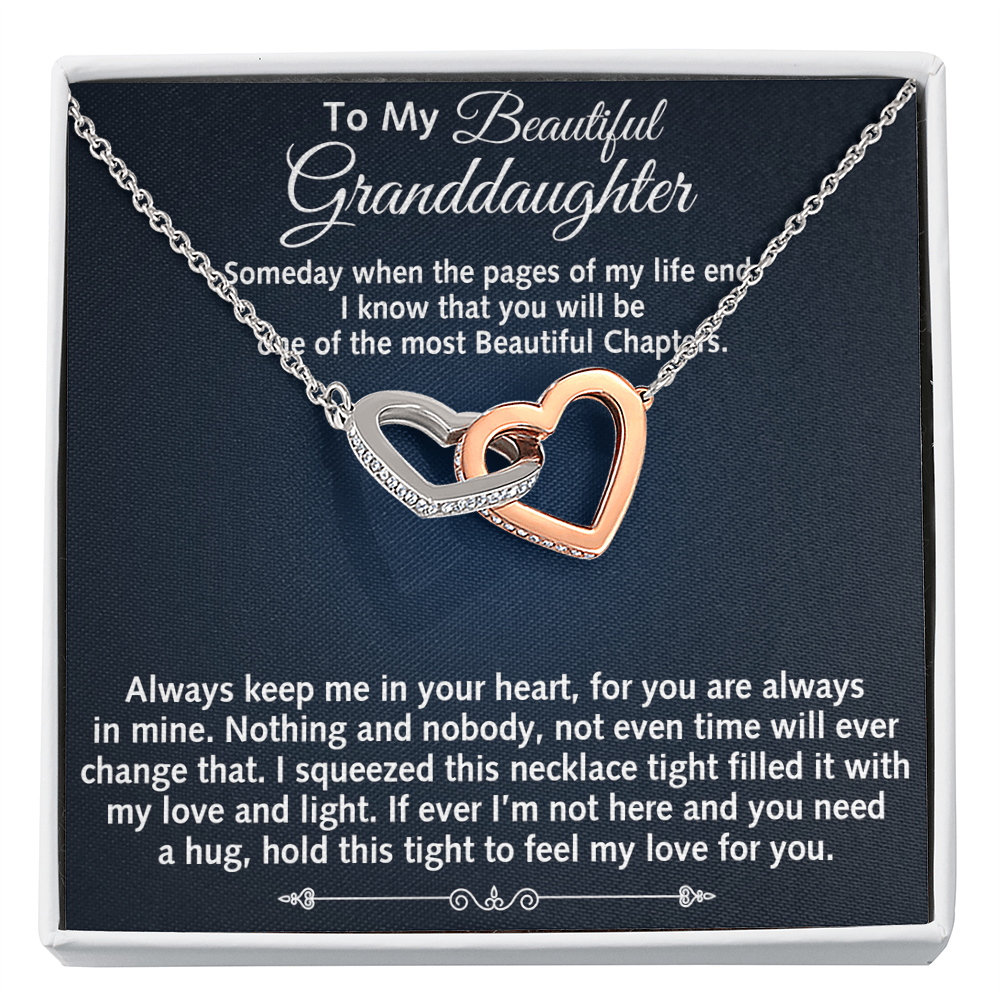 To My Beautiful Granddaughter Birthday Gift Interlock Joined Heart Necklace Gift (134304733391)