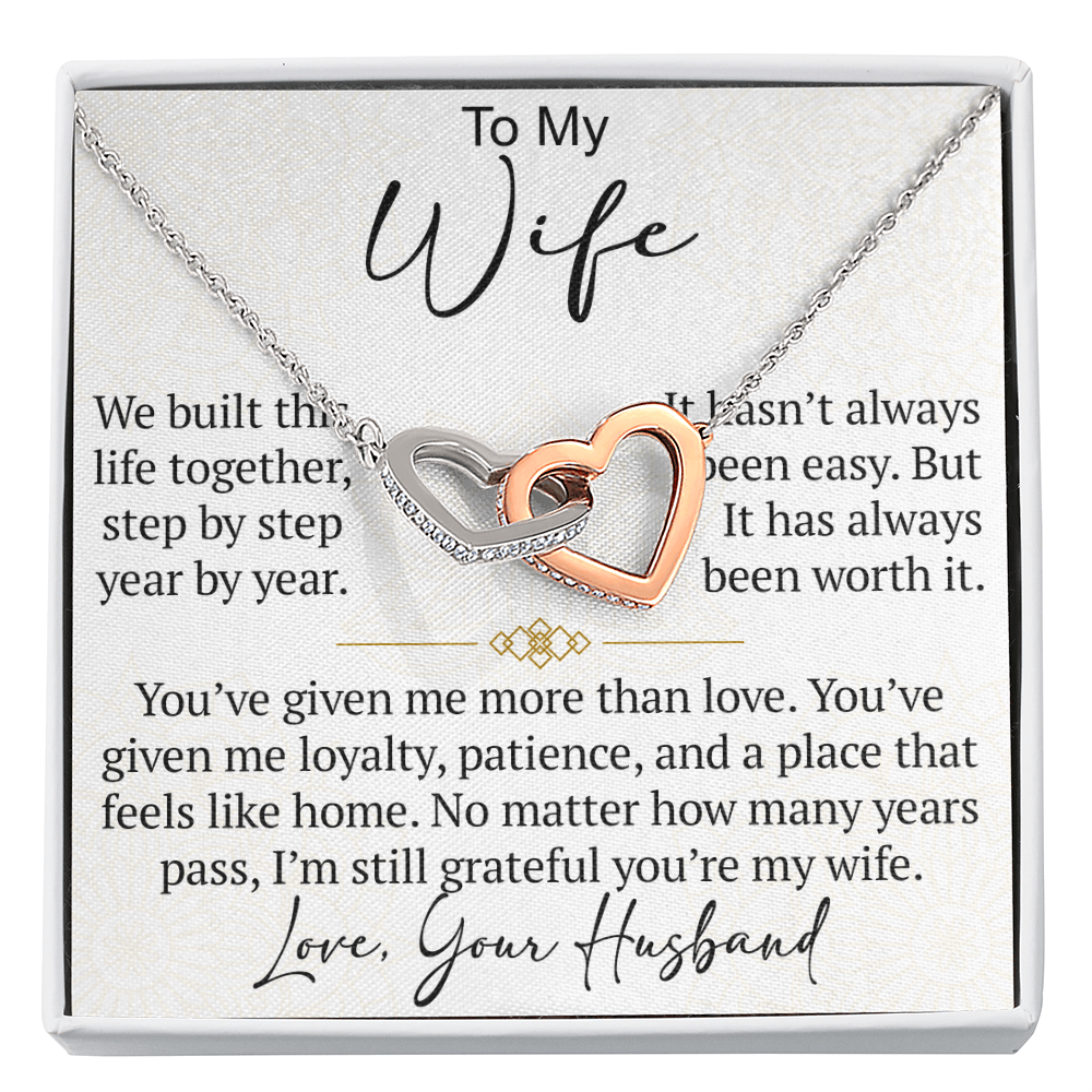 Interlocking Hearts Necklace Gift for Wife from Husband, To My Soulmate Wedding Anniversary Gift, Surprise Your Lover Gift on Special Occasions