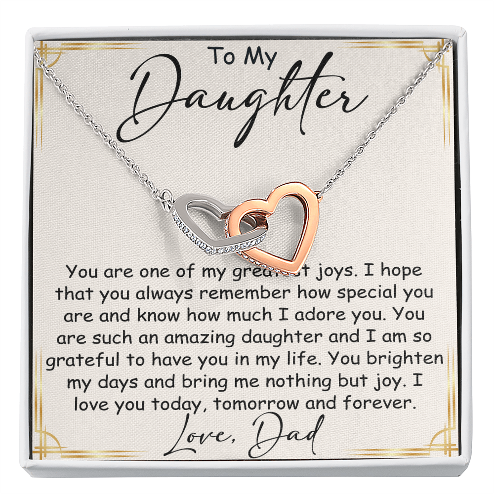 Interlocking Hearts Necklace – Meaningful  Daughter Gift – Dad Papa Father Family Bond Jewelry