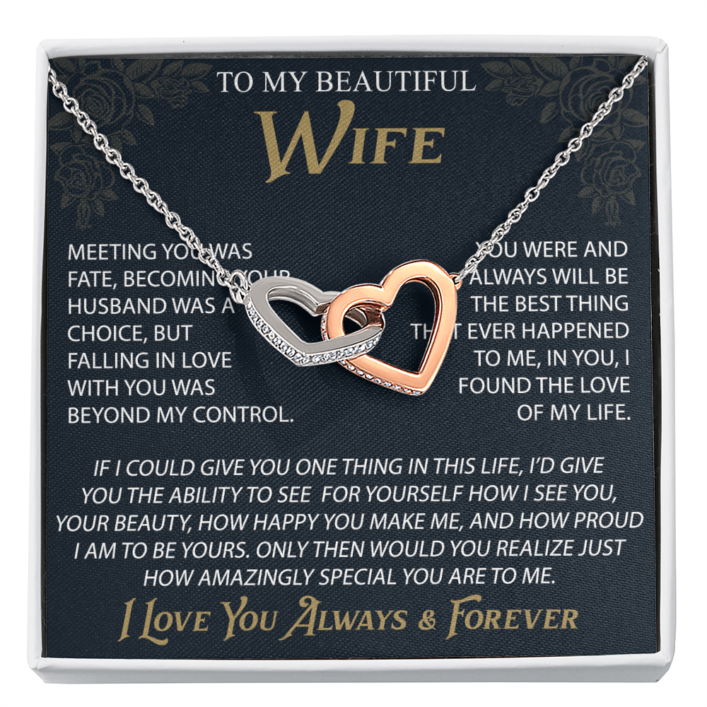 To My Wife Interlocking Hearts Necklace, Christmas Gifts For Women, Anniversary Gift For Wife