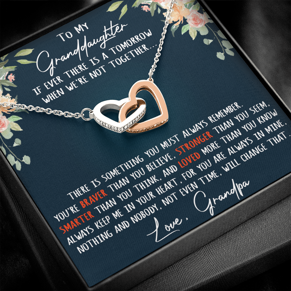 Gift For My Granddaughter Interlock Joined Heart Necklace From Grandpa, Granddad (133550569377)