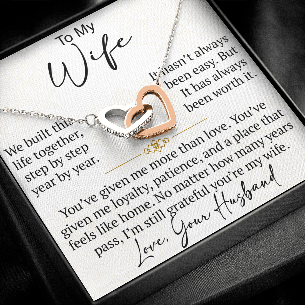 Interlocking Hearts Necklace Gift for Wife from Husband, To My Soulmate Wedding Anniversary Gift, Surprise Your Lover Gift on Special Occasions