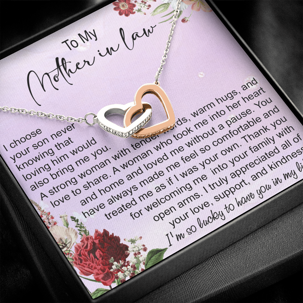 To My Mother In Law Interlocking Hearts Necklace, Mother In Law Gift, Mother Of The Groom Gift From Bride, Wedding Gifts For Mother In Law