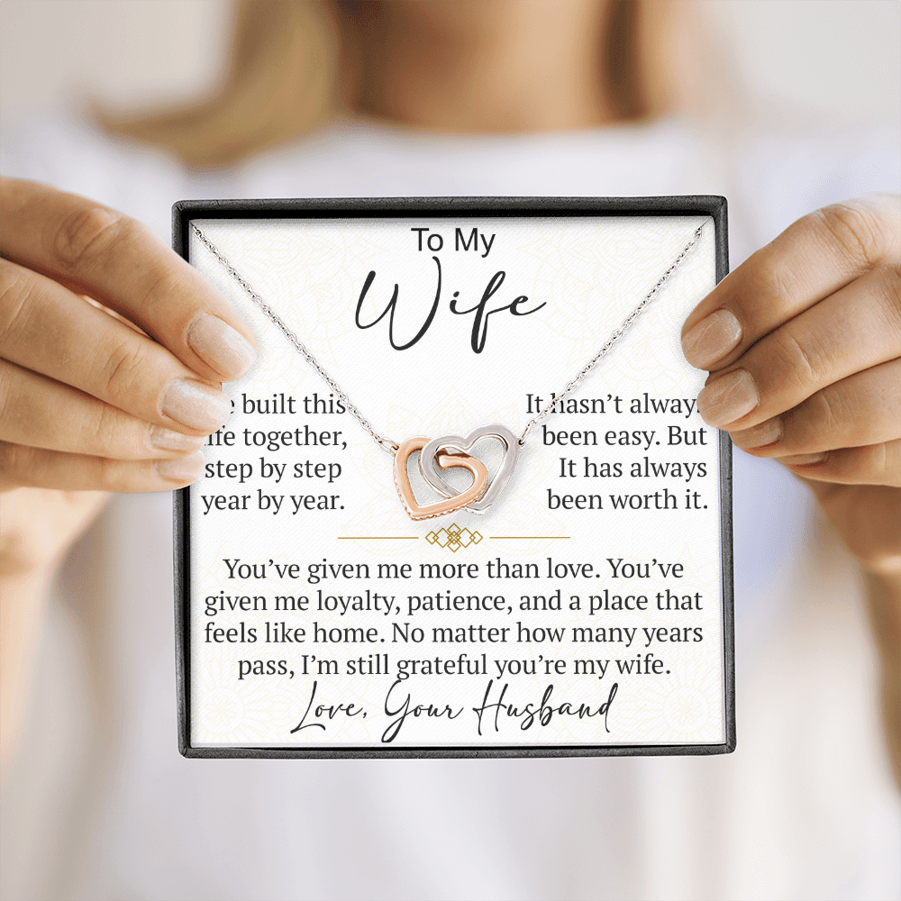 Interlocking Hearts Necklace Gift for Wife from Husband, To My Soulmate Wedding Anniversary Gift, Surprise Your Lover Gift on Special Occasions