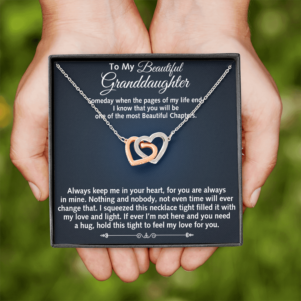 To My Beautiful Granddaughter Birthday Gift Interlock Joined Heart Necklace Gift (134304733391)