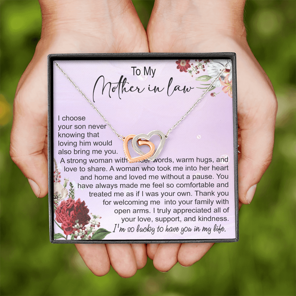 To My Mother In Law Interlocking Hearts Necklace, Mother In Law Gift, Mother Of The Groom Gift From Bride, Wedding Gifts For Mother In Law
