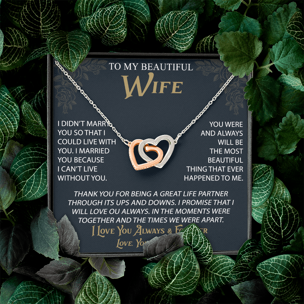 To My Wife Interlocking Hearts Necklace from Husband, Christmas Gifts For Women, Anniversary Gift For Wife, Soulmate