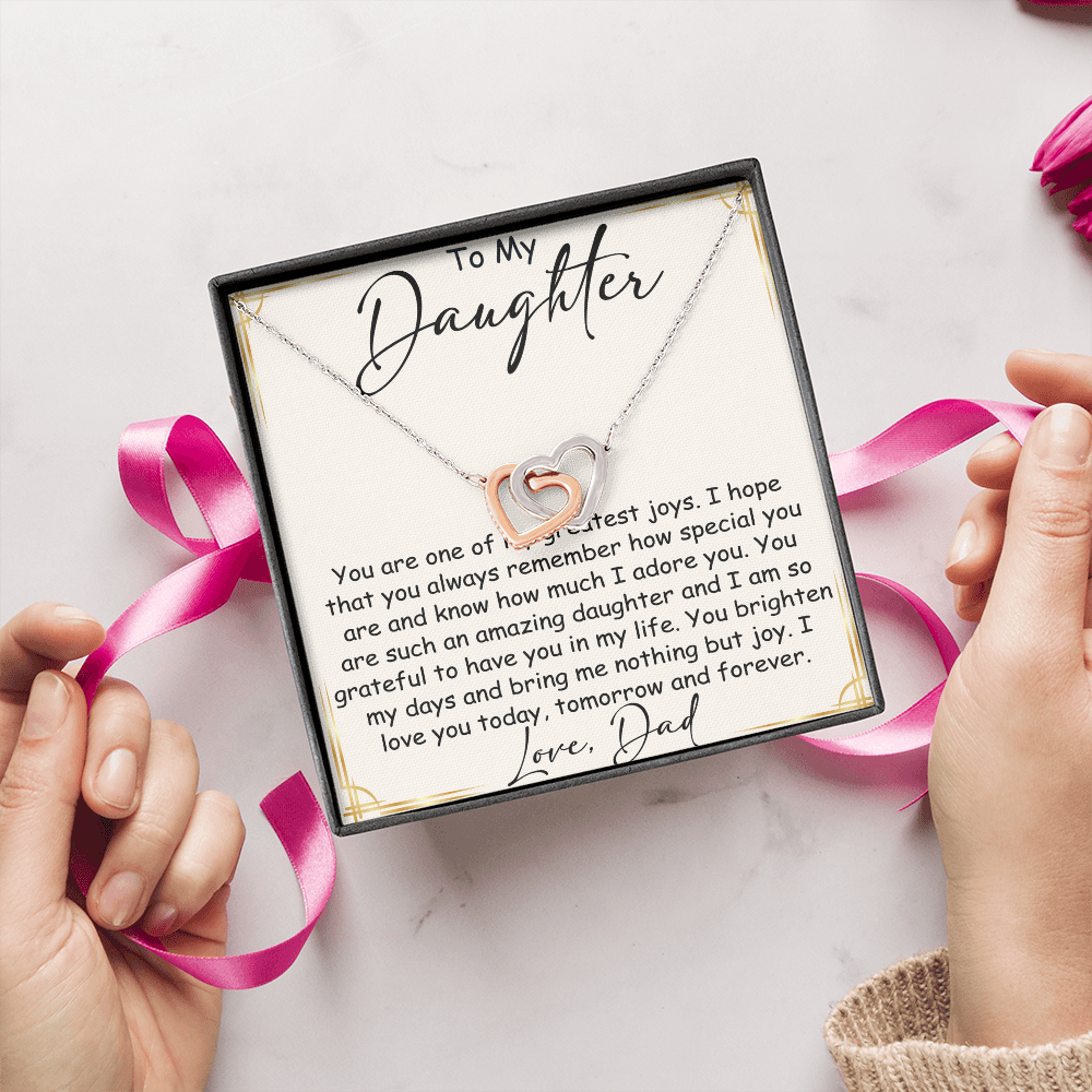 Interlocking Hearts Necklace – Meaningful  Daughter Gift – Dad Papa Father Family Bond Jewelry