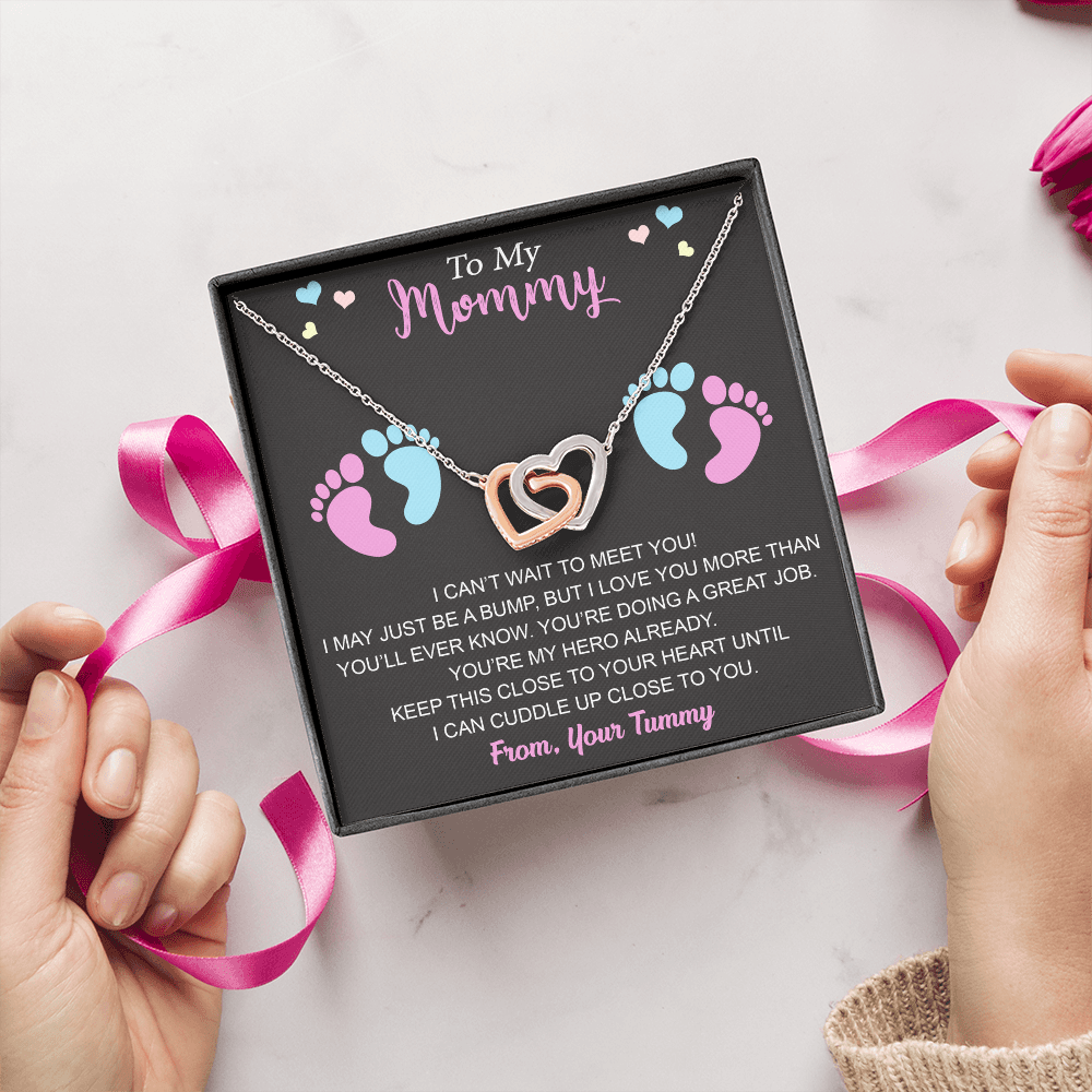 New Mommy Interlock Heart Necklace First Time Mom Baby Shower Mother's Day (133854912039)