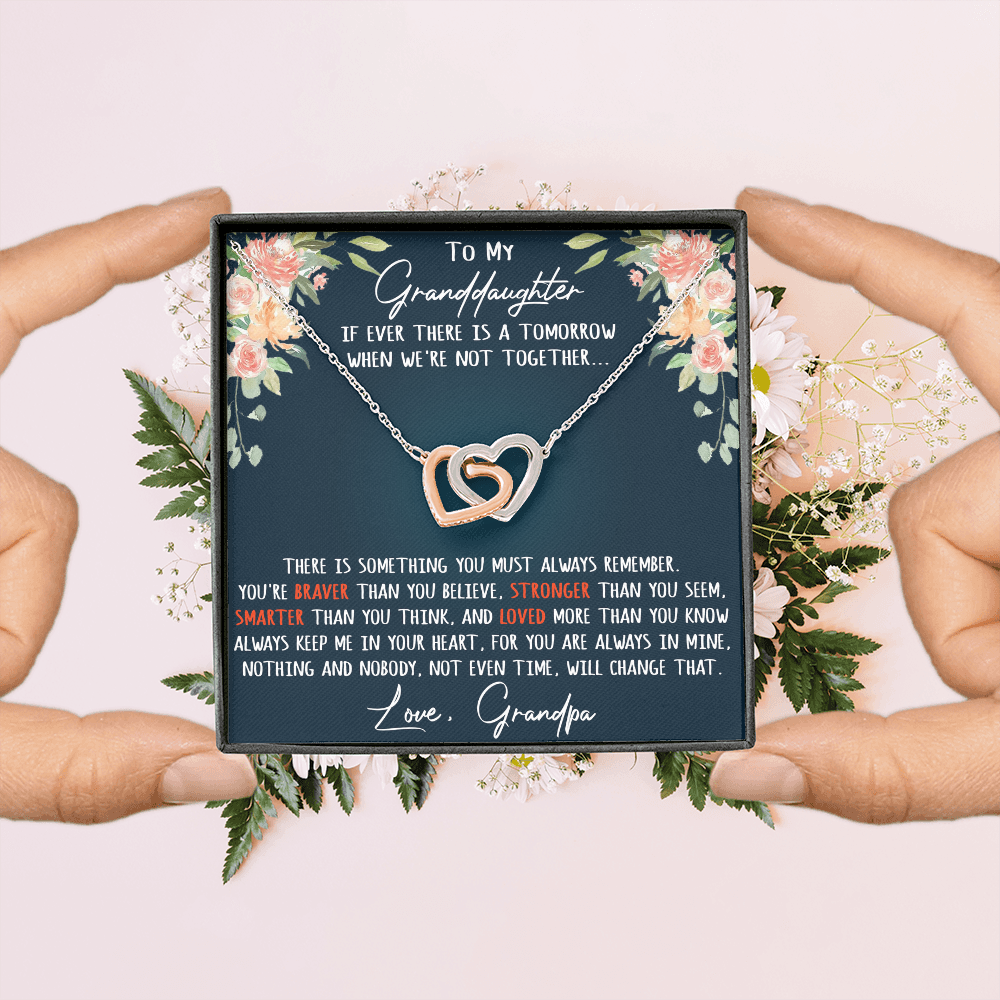 Gift For My Granddaughter Interlock Joined Heart Necklace From Grandpa, Granddad (133550569377)
