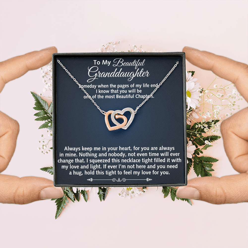 To My Beautiful Granddaughter Birthday Gift Interlock Joined Heart Necklace Gift (134304733391)