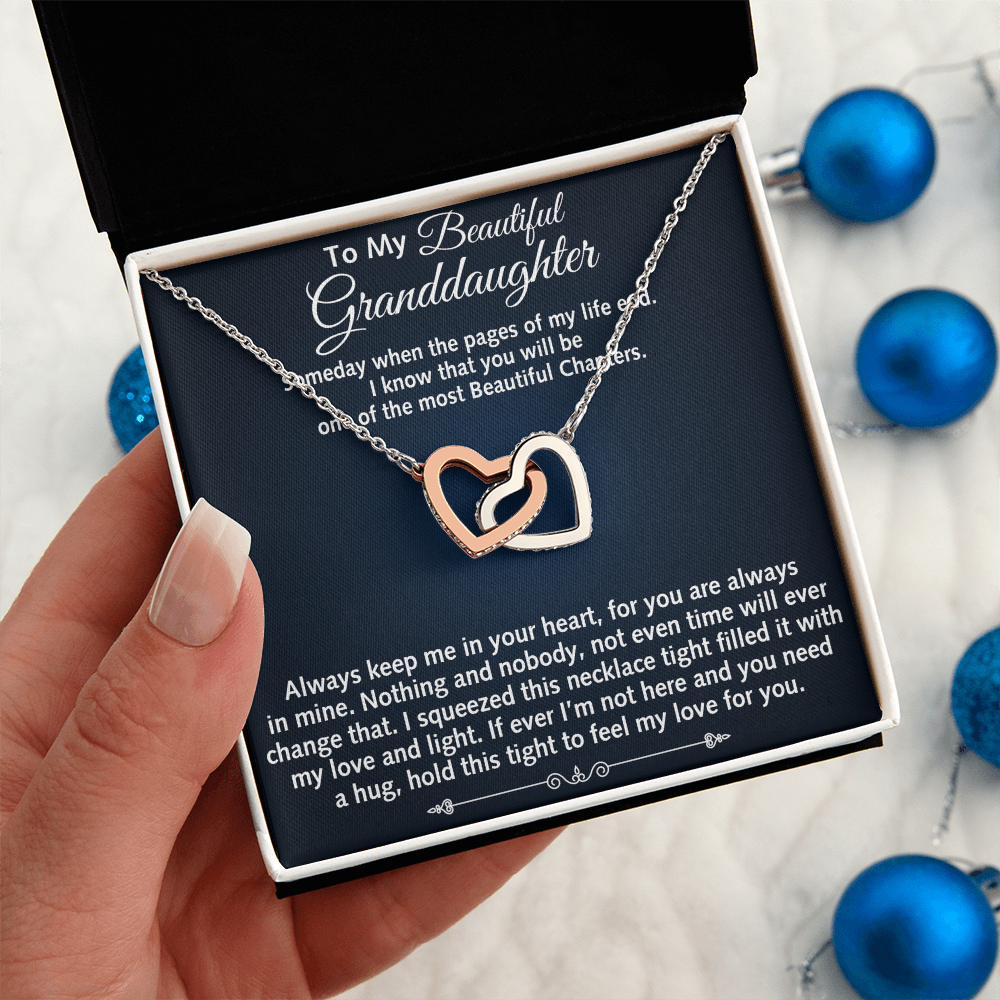 To My Beautiful Granddaughter Birthday Gift Interlock Joined Heart Necklace Gift (134304733391)