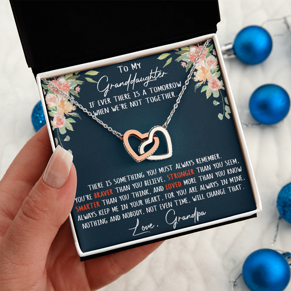 Gift For My Granddaughter Interlock Joined Heart Necklace From Grandpa, Granddad (133550569377)