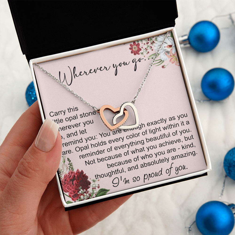 Long Distance Sister Interlocking Hearts Necklace - Unique Gift for Big & Little Sister