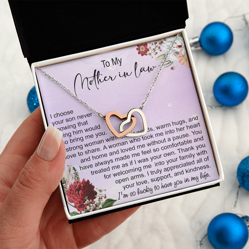 To My Mother In Law Interlocking Hearts Necklace, Mother In Law Gift, Mother Of The Groom Gift From Bride, Wedding Gifts For Mother In Law