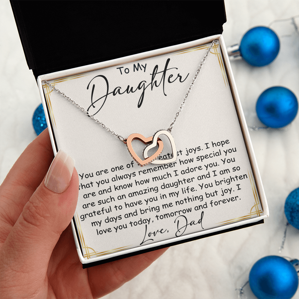 Interlocking Hearts Necklace – Meaningful  Daughter Gift – Dad Papa Father Family Bond Jewelry