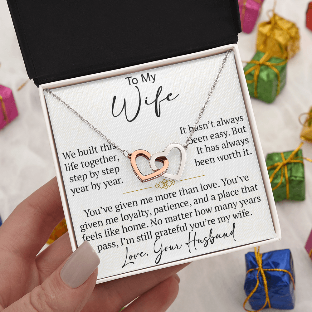 Interlocking Hearts Necklace Gift for Wife from Husband, To My Soulmate Wedding Anniversary Gift, Surprise Your Lover Gift on Special Occasions