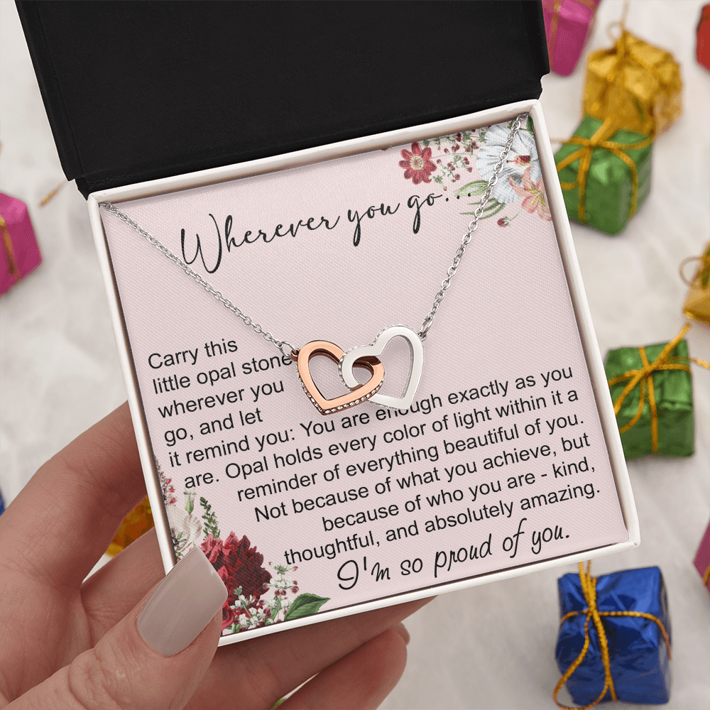 Long Distance Sister Interlocking Hearts Necklace - Unique Gift for Big & Little Sister