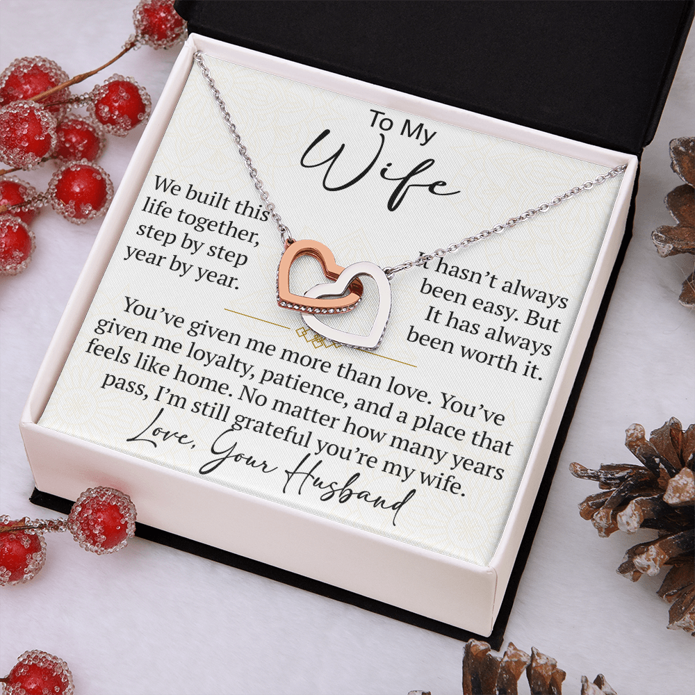 Interlocking Hearts Necklace Gift for Wife from Husband, To My Soulmate Wedding Anniversary Gift, Surprise Your Lover Gift on Special Occasions