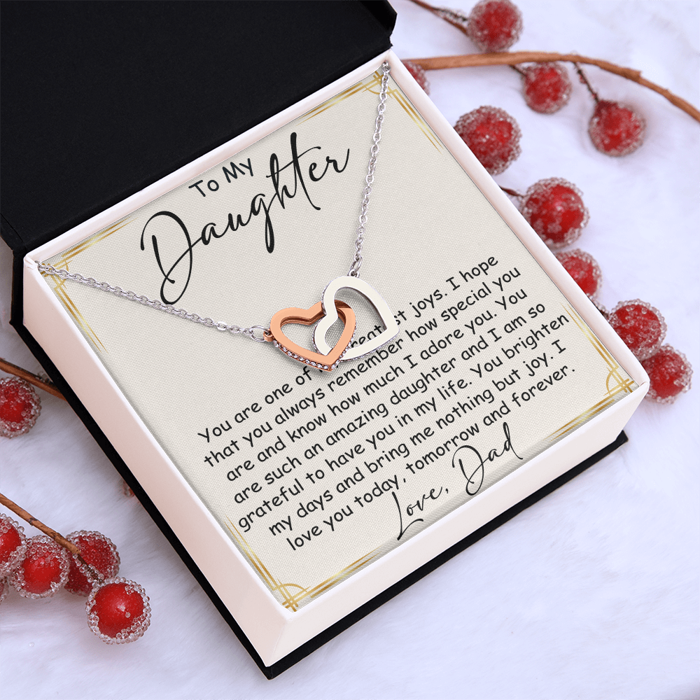 Interlocking Hearts Necklace – Meaningful  Daughter Gift – Dad Papa Father Family Bond Jewelry