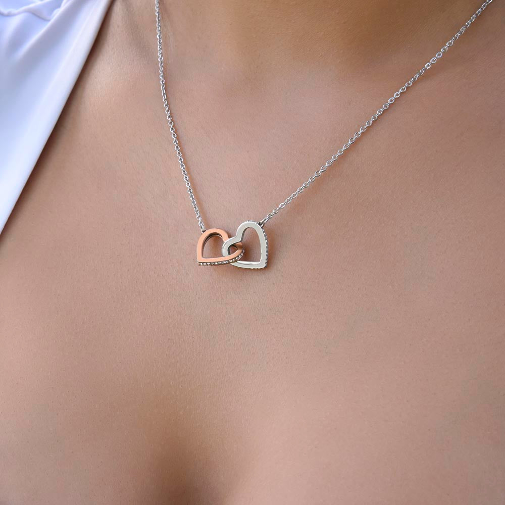 To My Bonus Daughter  Interlocking Hearts Necklace - Birthday Xmas Family Matching Gift from Bonus Mom Dad For Special Occasion.