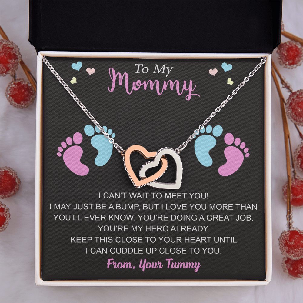 New Mommy Interlock Heart Necklace First Time Mom Baby Shower Mother's Day (133854912039)