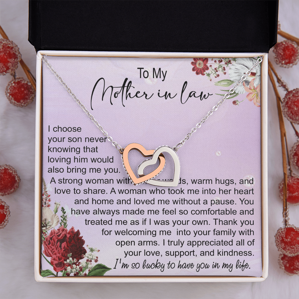 To My Mother In Law Interlocking Hearts Necklace, Mother In Law Gift, Mother Of The Groom Gift From Bride, Wedding Gifts For Mother In Law