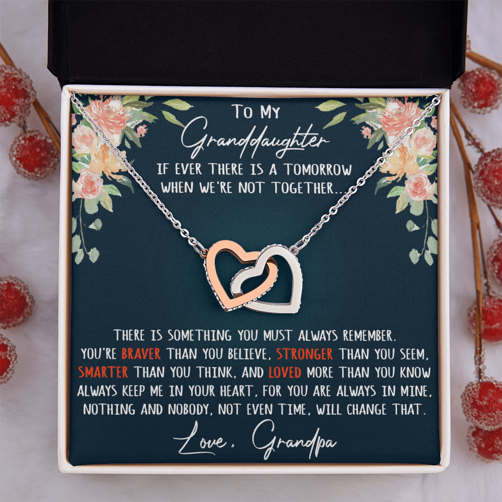 Gift For My Granddaughter Interlock Joined Heart Necklace From Grandpa, Granddad (133550569377)