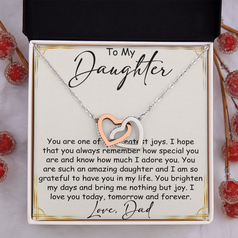Interlocking Hearts Necklace – Meaningful  Daughter Gift – Dad Papa Father Family Bond Jewelry