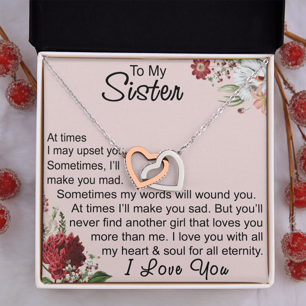 To My Sister Interlocking Hearts Necklace - Unique Gift for Birthday, Christmas, Mother's Day, Wedding