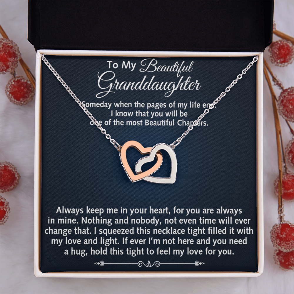 To My Beautiful Granddaughter Birthday Gift Interlock Joined Heart Necklace Gift (134304733391)