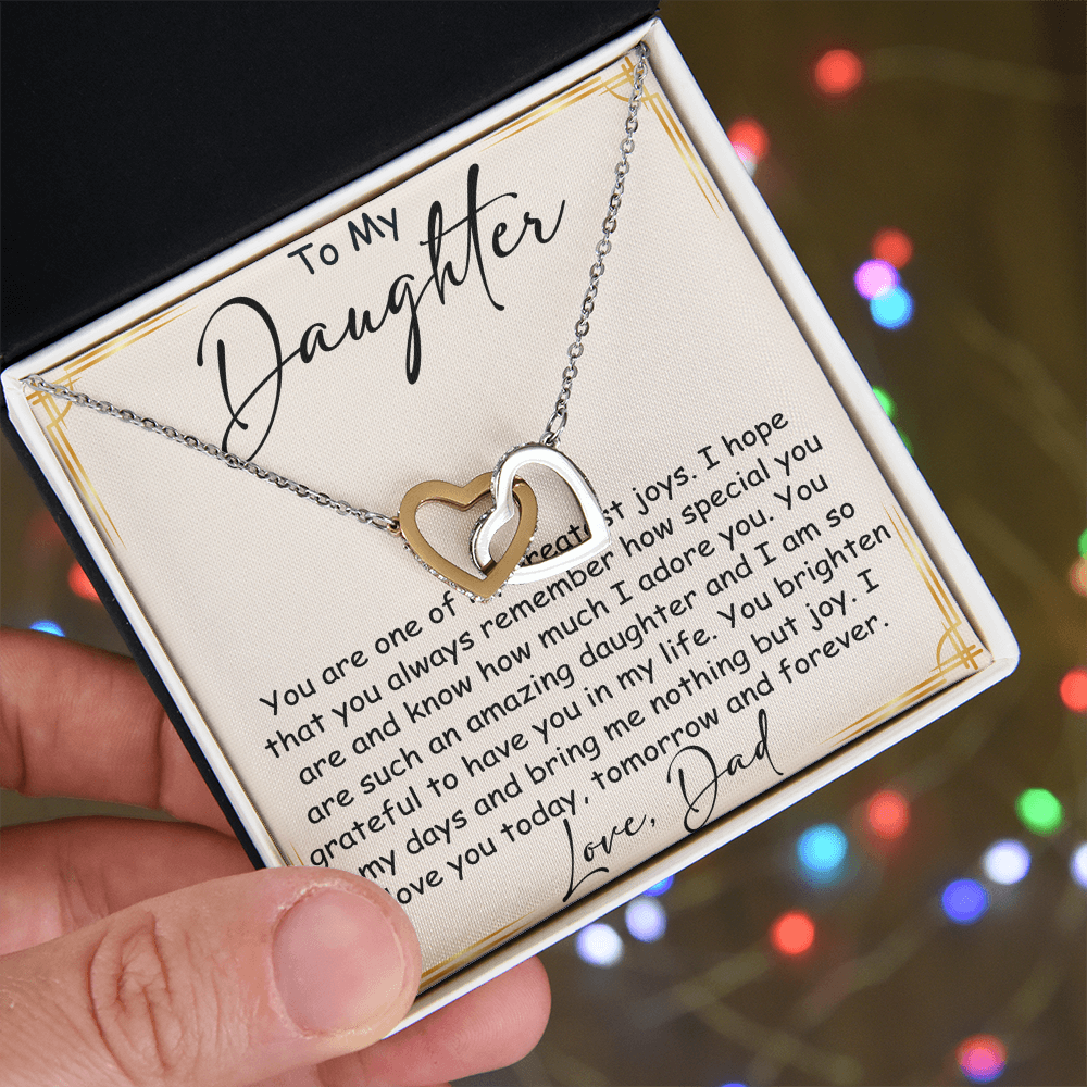 Interlocking Hearts Necklace – Meaningful  Daughter Gift – Dad Papa Father Family Bond Jewelry