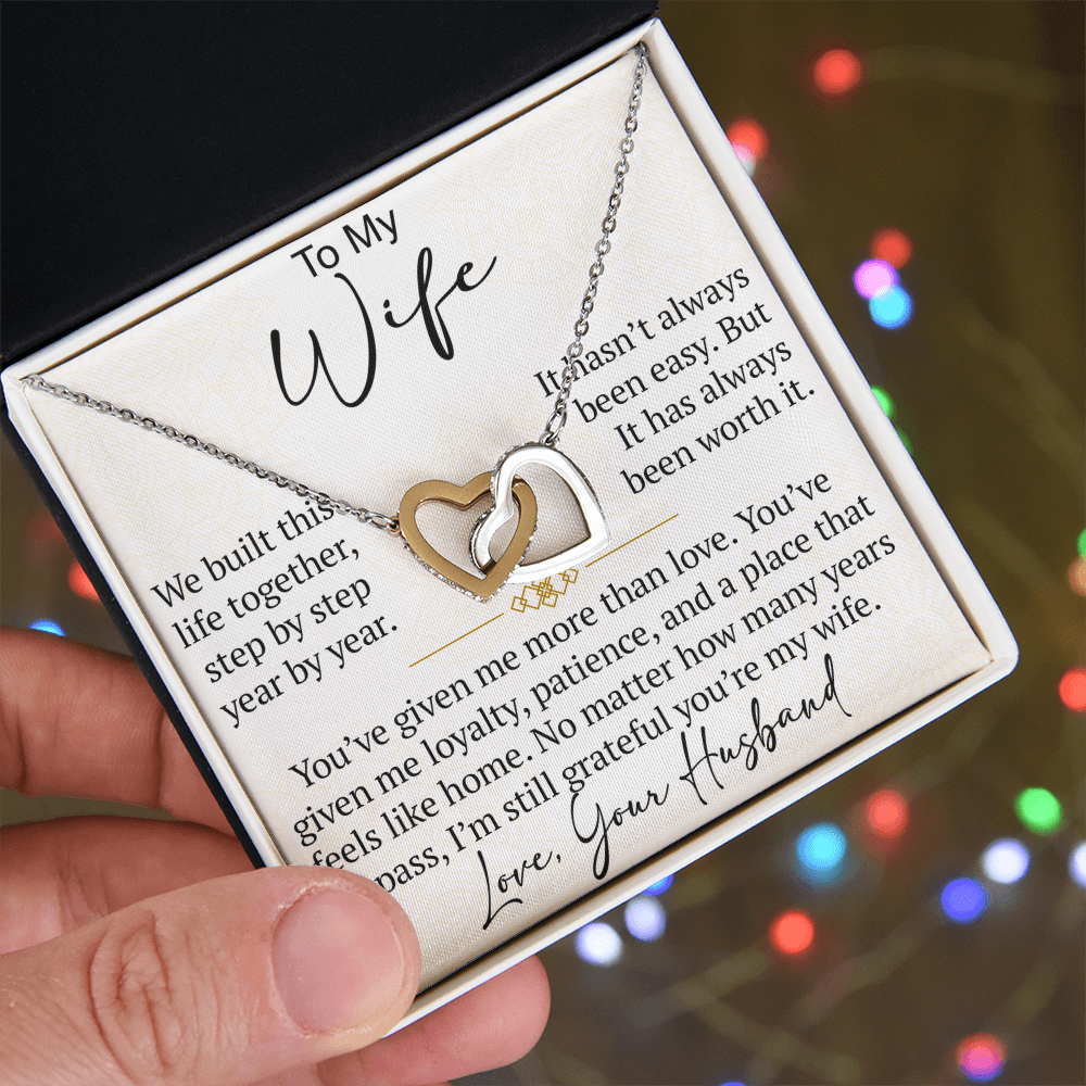 Interlocking Hearts Necklace Gift for Wife from Husband, To My Soulmate Wedding Anniversary Gift, Surprise Your Lover Gift on Special Occasions