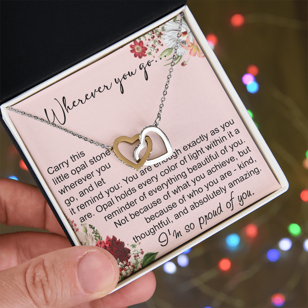 Long Distance Sister Interlocking Hearts Necklace - Unique Gift for Big & Little Sister
