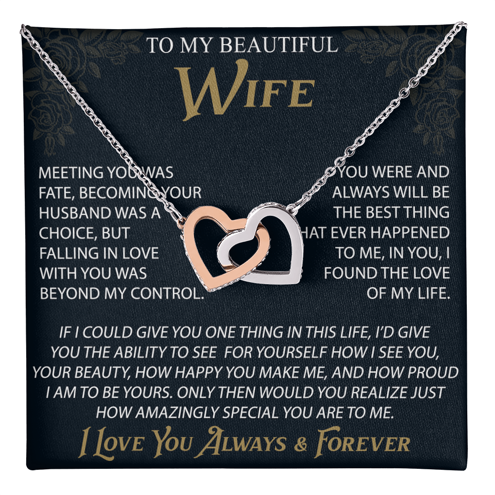 To My Wife Interlocking Hearts Necklace, Christmas Gifts For Women, Anniversary Gift For Wife