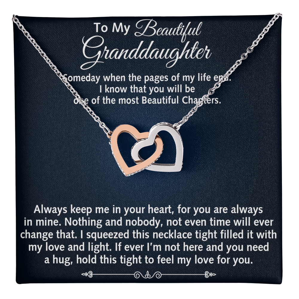To My Beautiful Granddaughter Birthday Gift Interlock Joined Heart Necklace Gift (134304733391)