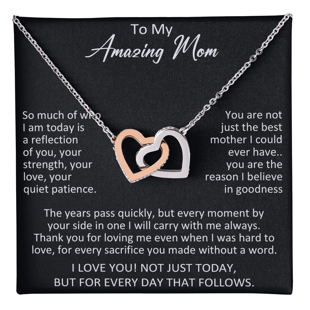 To My Mom Interlocking Hearts Necklace Gift from Daughter Son, Meaningful Birthday Jewelry for Mother, Mama