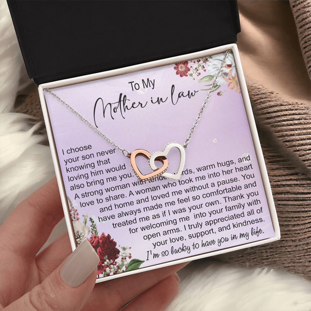 To My Mother In Law Interlocking Hearts Necklace, Mother In Law Gift, Mother Of The Groom Gift From Bride, Wedding Gifts For Mother In Law