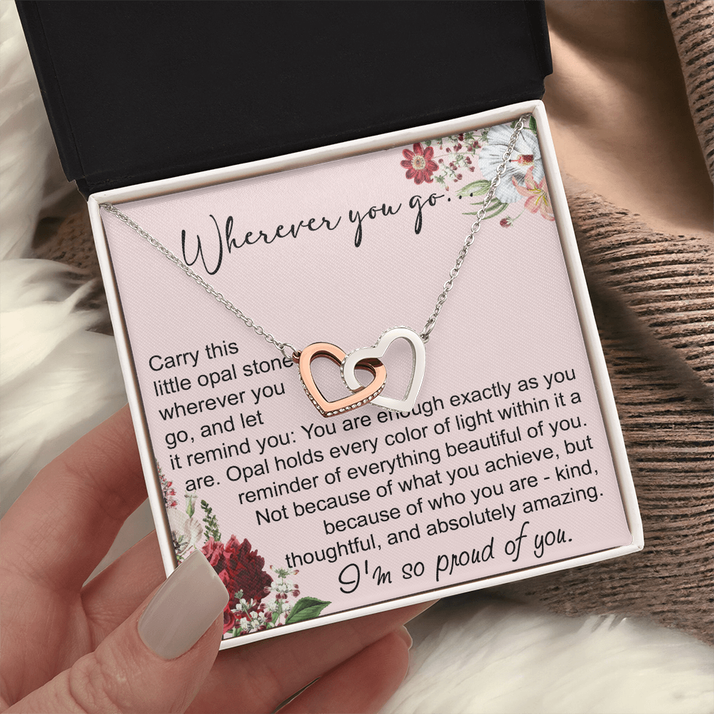 Long Distance Sister Interlocking Hearts Necklace - Unique Gift for Big & Little Sister