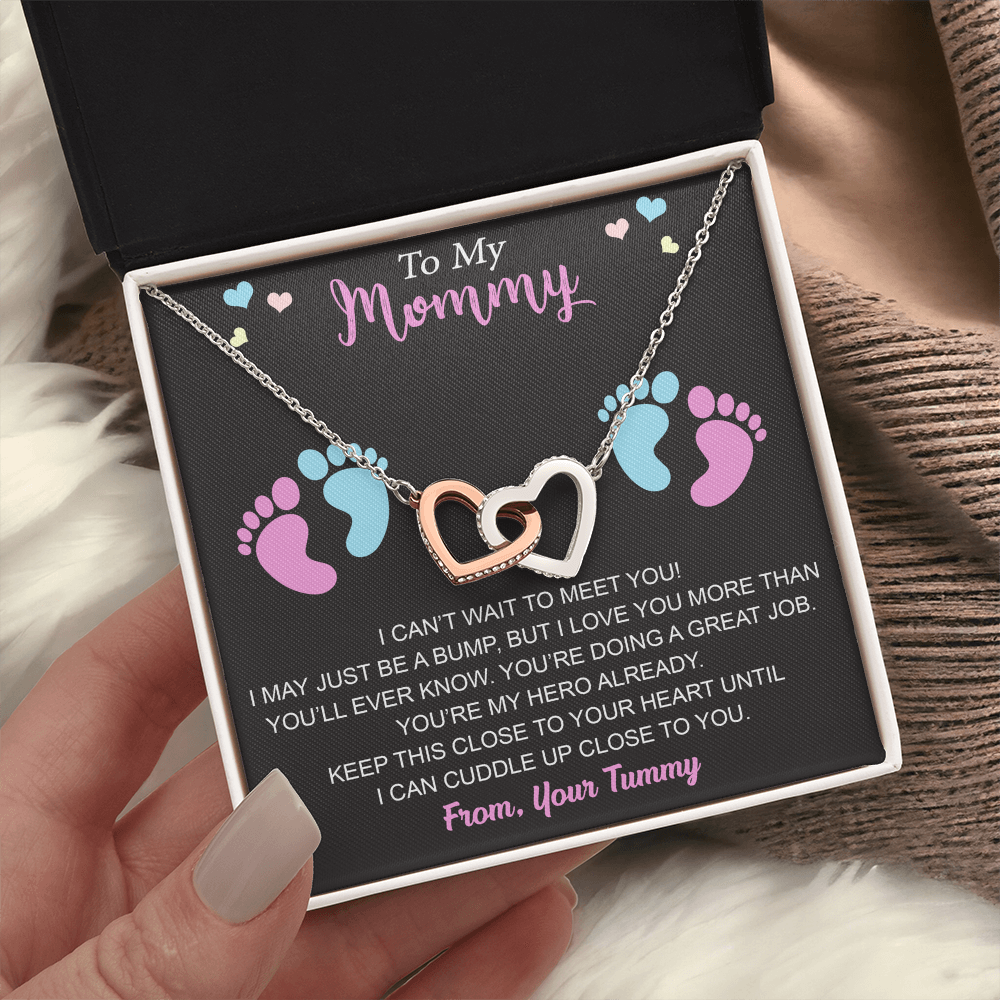 New Mommy Interlock Heart Necklace First Time Mom Baby Shower Mother's Day (133854912039)