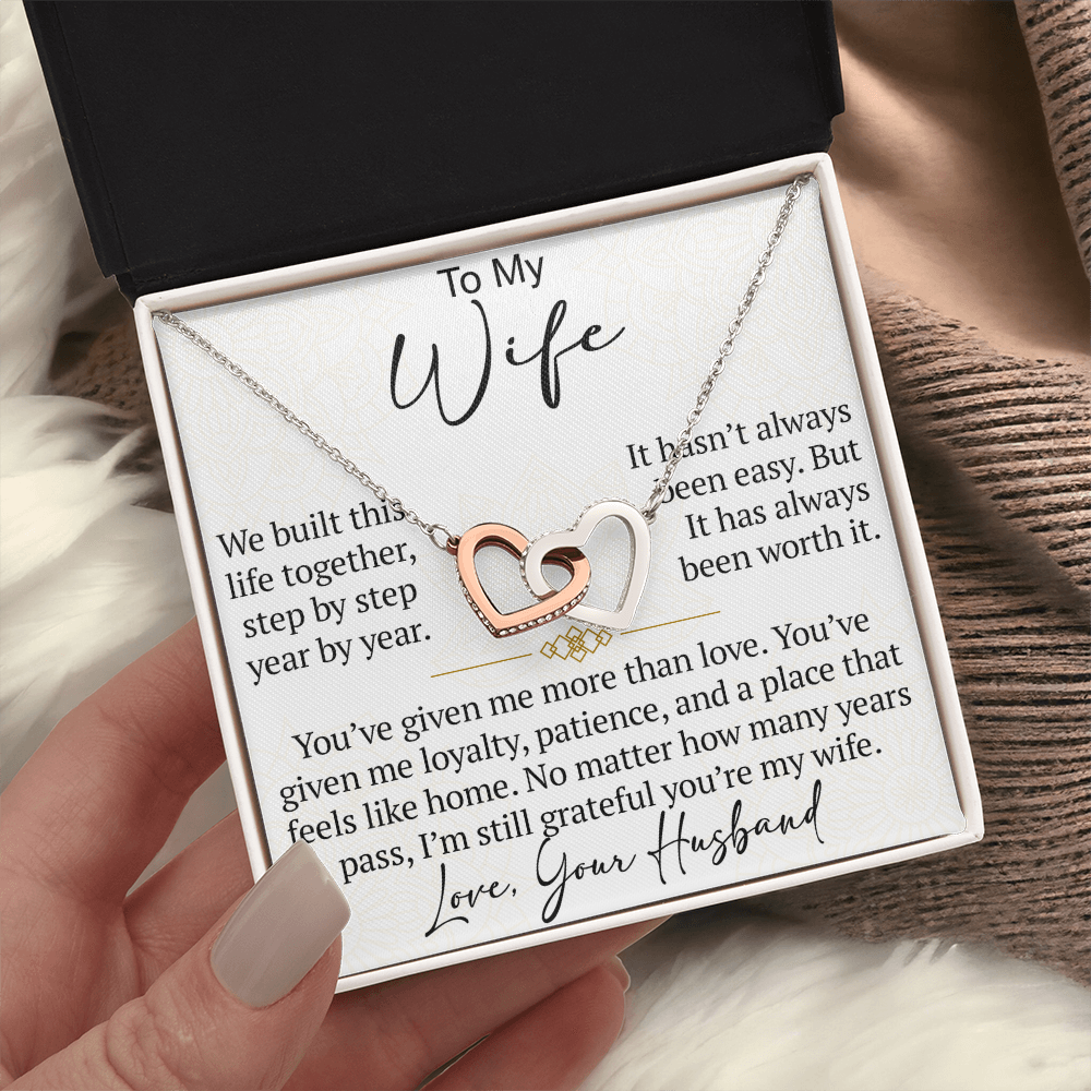 Interlocking Hearts Necklace Gift for Wife from Husband, To My Soulmate Wedding Anniversary Gift, Surprise Your Lover Gift on Special Occasions
