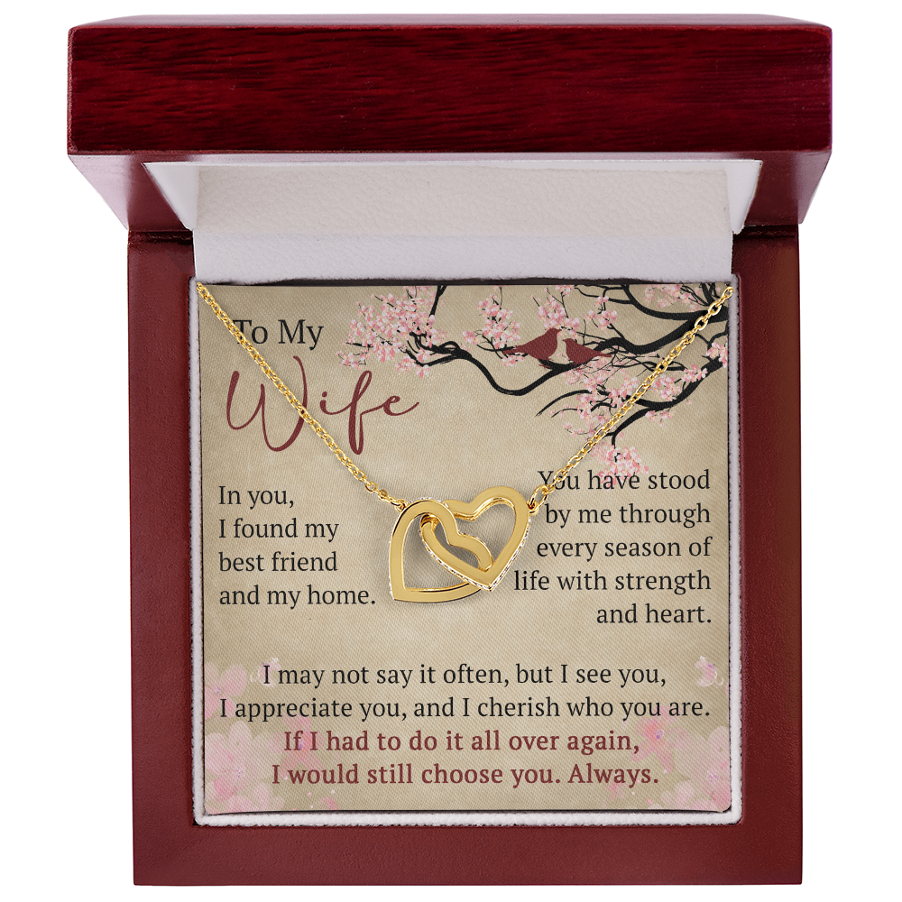 To My Wife Interlock Hearts Necklace Gift From Husband, Meaningful Jewelry for Soulmate, Partner, Bride - Birthday, Wedding Anniversary Present
