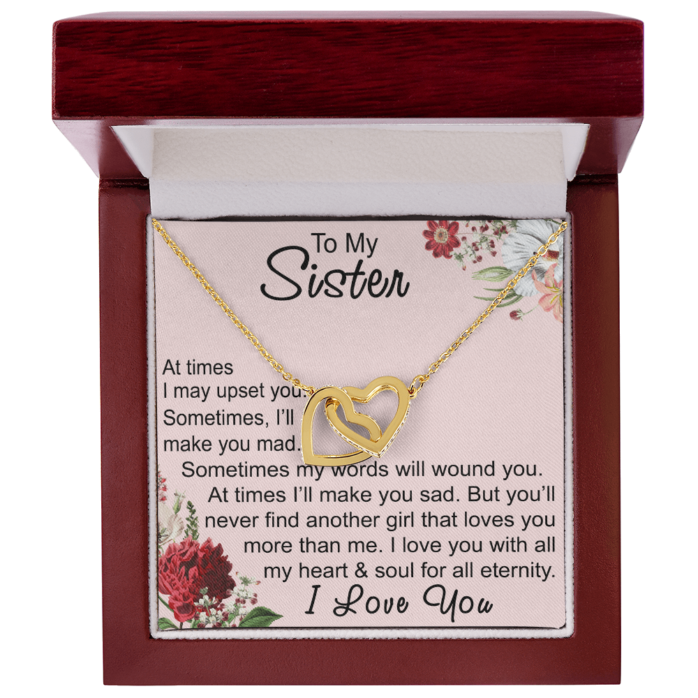 To My Sister Interlocking Hearts Necklace - Unique Gift for Birthday, Christmas, Mother's Day, Wedding
