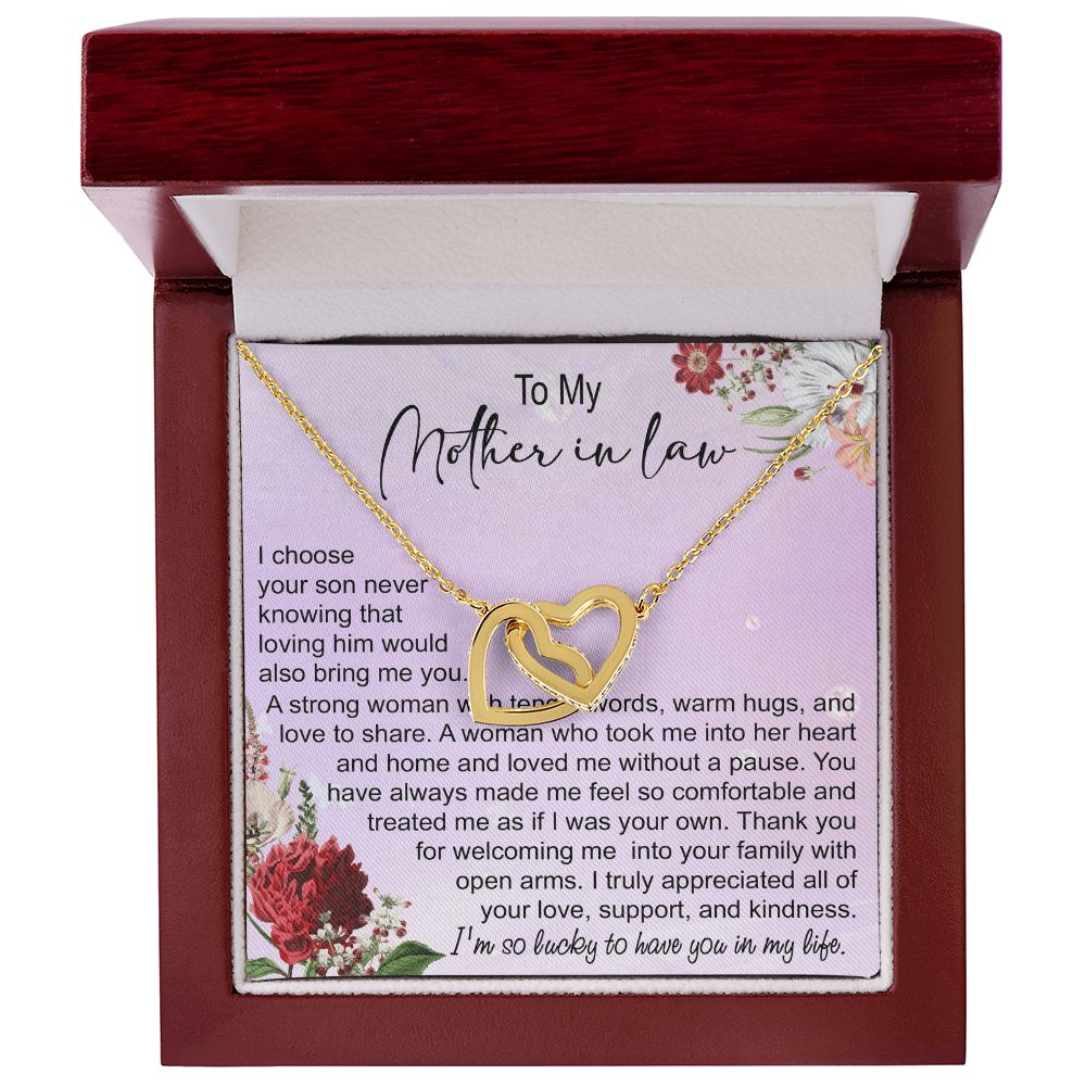 To My Mother In Law Interlocking Hearts Necklace, Mother In Law Gift, Mother Of The Groom Gift From Bride, Wedding Gifts For Mother In Law