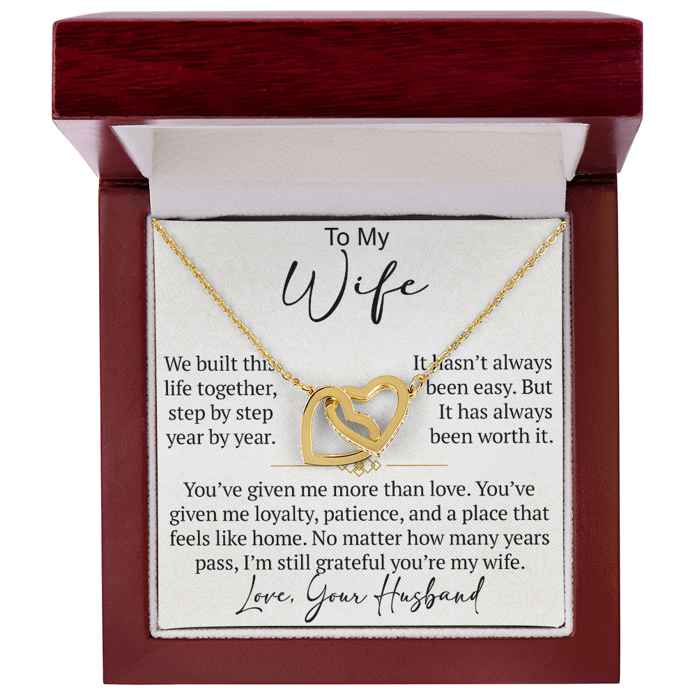 Interlocking Hearts Necklace Gift for Wife from Husband, To My Soulmate Wedding Anniversary Gift, Surprise Your Lover Gift on Special Occasions