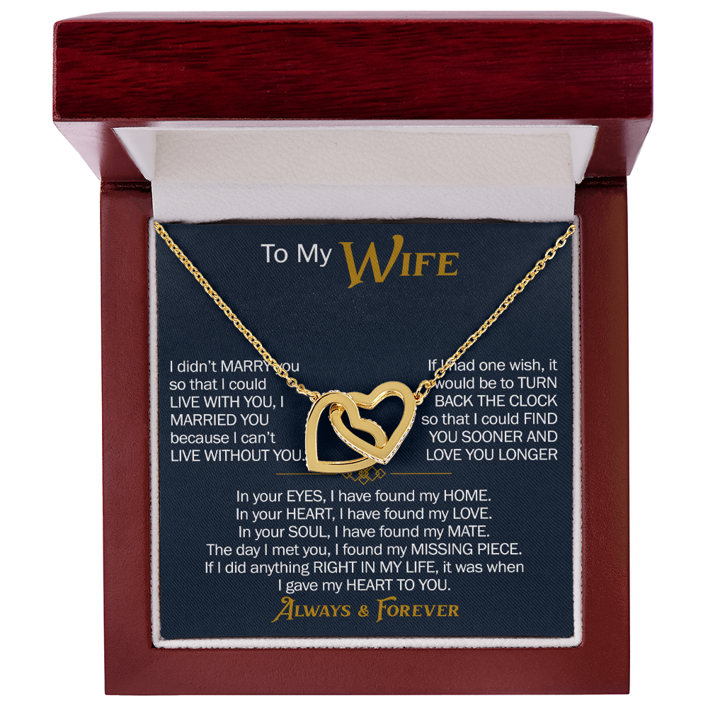 To My Wife Interlocking Hearts Necklace Gift From Husband, Meaningful Jewelry for Soulmate, Partner, Bride