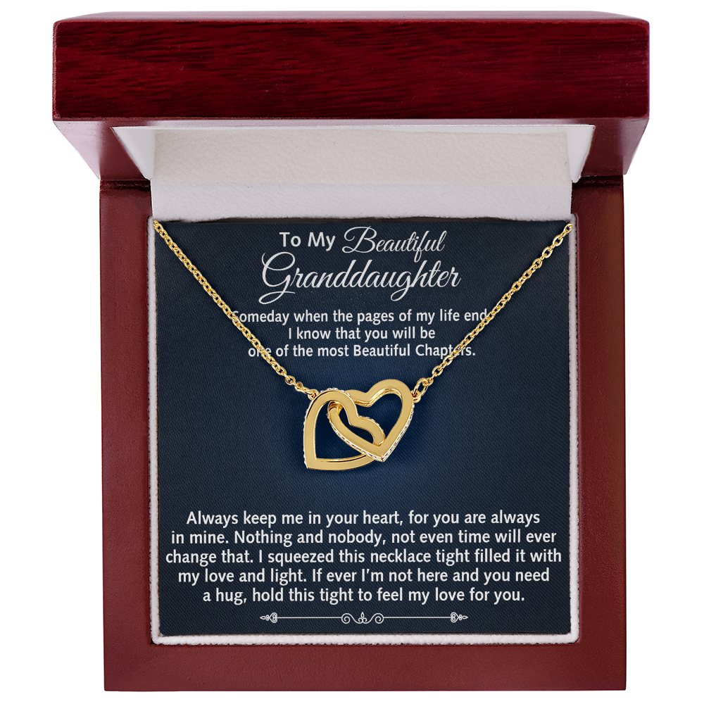 To My Beautiful Granddaughter Birthday Gift Interlock Joined Heart Necklace Gift (134304733391)