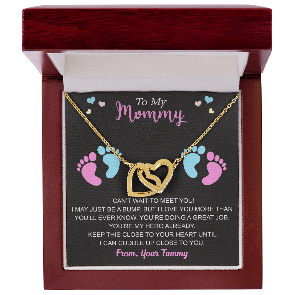 New Mommy Interlock Heart Necklace First Time Mom Baby Shower Mother's Day (133854912039)