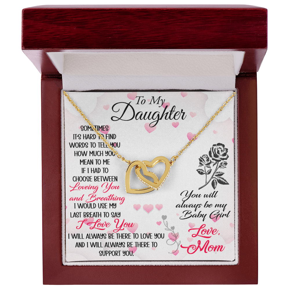 To My Daughter Interlock Heart Necklace - Luxury Family Matching Gift from Dad, Father for Birthday, Christmas, or any Special Occasion