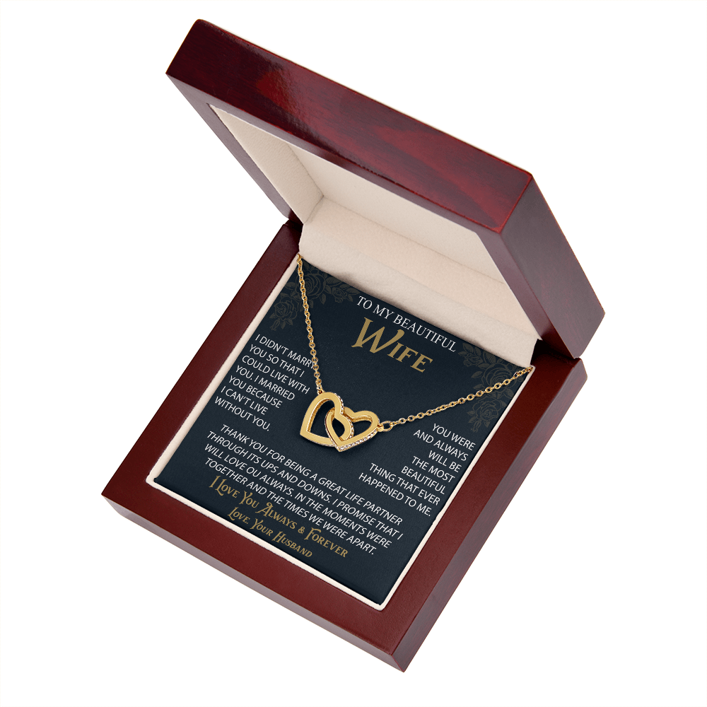 To My Wife Interlocking Hearts Necklace from Husband, Christmas Gifts For Women, Anniversary Gift For Wife, Soulmate